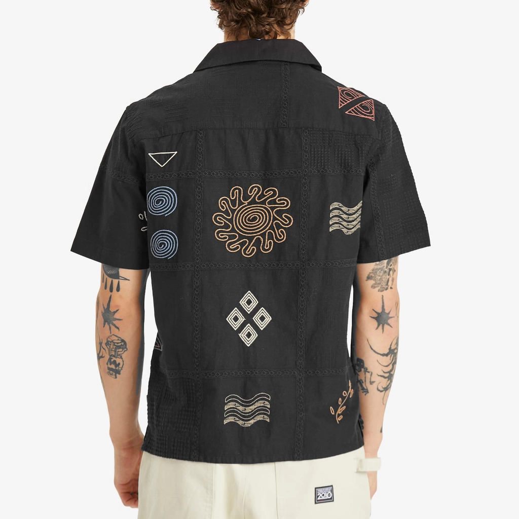 Wax London Men's Didcot Doodle Embroidery Vacation Shirt Navy/Multi